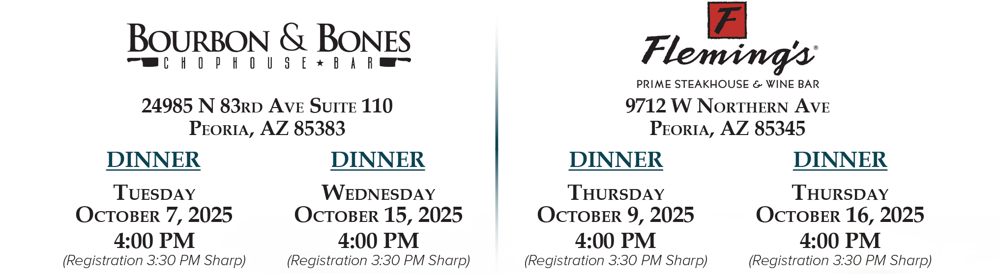 Oct 25 Dinner Dates Oct 25 Dinner Dates